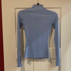 Women's Blue Ribbed high neck top